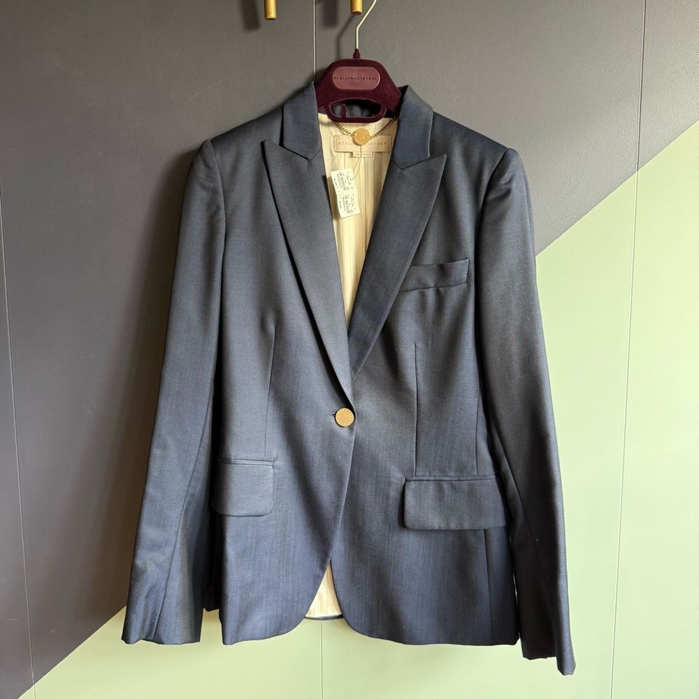 NWT $1,295 Stella McCartney Wool/Mohair Navy Blazer, Size IT 38 (US ~2)